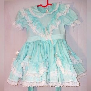 Emma's Rainbow Pastel Turquoise Vintage Girls Pageant Dress 3T